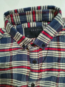 SKATES Plaid Flannel Shirt – XS – Red, Navy, Cream