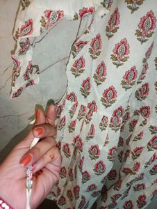 Floral Print Cotton short round kurti
