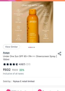 Asaya Sunscreen Spray 150ml