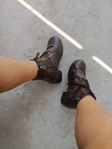 Coffee Brown Casual Lace Up Ankle Boots 👢