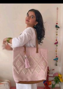 Anouk Pink Aesthetic Desi Tote Side Bag