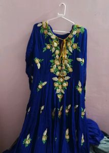 Blue Embroidery Kurti Set With Dupatta