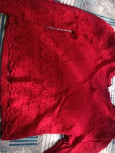 Red Lace Long Sleeve Top