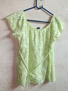 Stylish See-through Lace Top Green 💚