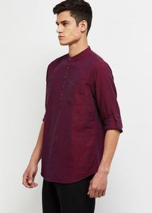 Men Solid Full Sleeves Short Kurta