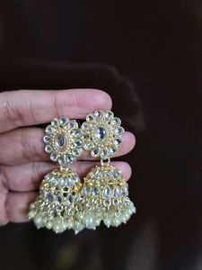 Gold And Pearl Artificial Jhumkas For Women