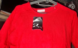 Red Knit Wear Top