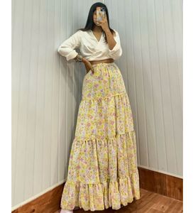 Trendy Yellow Flowering Skirt