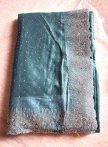 Elegant Teal Embellished Saree