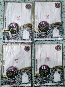 Geet Premium White Vests For Men