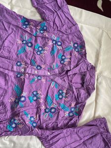 Purple Embroidered Tunic Dress/Kurta
