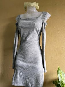 Grey Bodycon Mini Dress 🎀