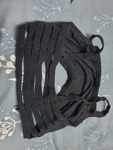 Black Bra With Back Side Multi Strips