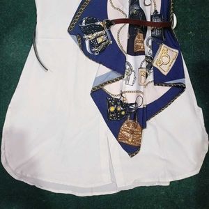 White Dress with Scarf