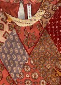 Patchwork Print Kurta With Belt