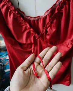 Hot Red Satin Y2k Top