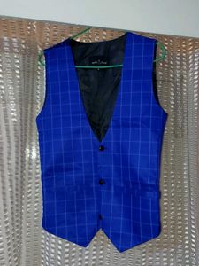New Blue Checkered Formal Waistcoat