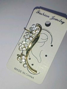 Floral Ear Cuff with Rhinestones