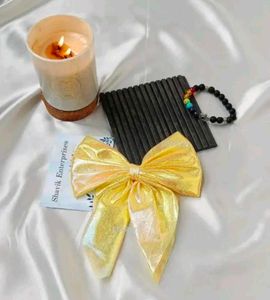 Korean Shiny Bow Hair Clips Pack 4 Multicolour