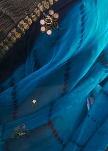 original polish Blue Tie-Dye Saree