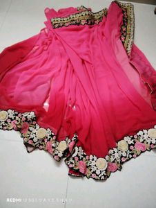 Pink Embroidered Saree with Blouse