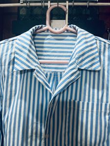 Oversized Blue And White Striped Shirt 👔