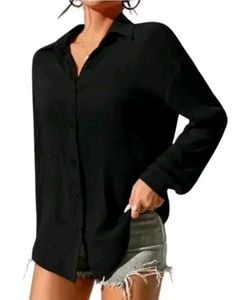 Black Button-Down Top