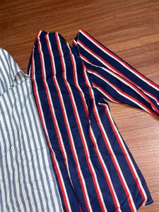 y2k fitted Striped Colorblock Top