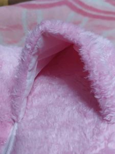 Pink fur footwear for winter