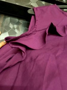 Purple Ruffle Cold Shoulder Top