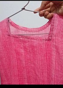 Pink &amp; Gray Short Kurti Rayon Xl Donate