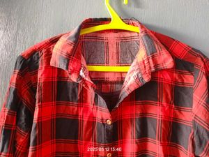 Red and Black Plaid Button-Up