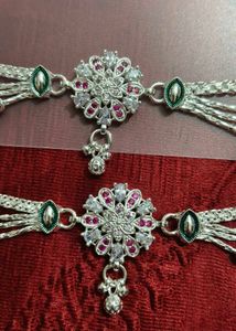 Pure silver Anklets with Gemstones