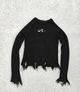 Distressed Black Knit Sweater