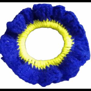 Blue & Yellow Crochet Scrunchie