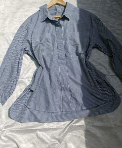 Sale - Blue White Linen Shirt For Women 💙