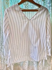 Striped V-Neck Top Defective piece