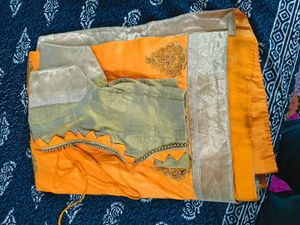 Beautiful Yellow Stone Saree