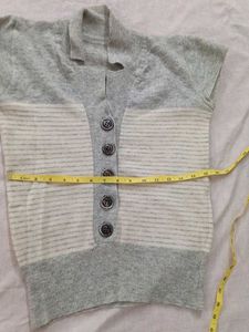 Cute Grey Button-Up Top