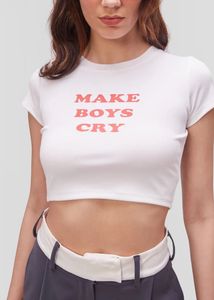 Round Neck Printed Cropped Tshirt