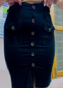 Black Button Down Pencil Skirt