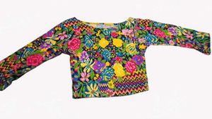 Floral Crop Top &amp; Purple Jeans