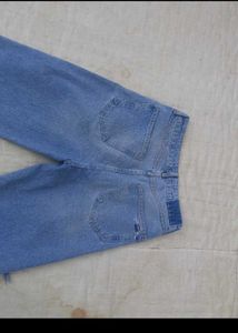 Flared Blue Distress Jeans