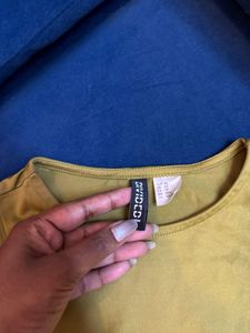H&amp;M Gold Cutout Ruched Dress
