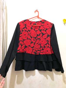 Floral Print Padded Shoulder  Length 22