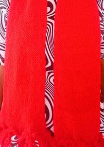 handmade Mikasa Maroon Knitted Scarf with Fringe