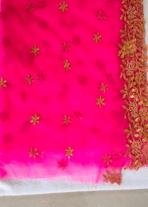 Pink Net Dupatta for lehenga