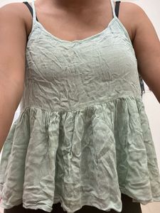 Green Peplun Beach Casual Party Top