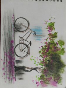 oil Pastel set of 2 Scenery Art