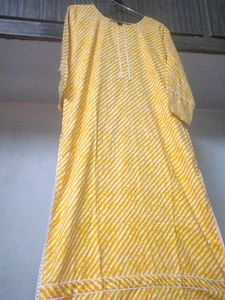 Lehariya Jaipuri cotton Kurti With Chicken Lace.
